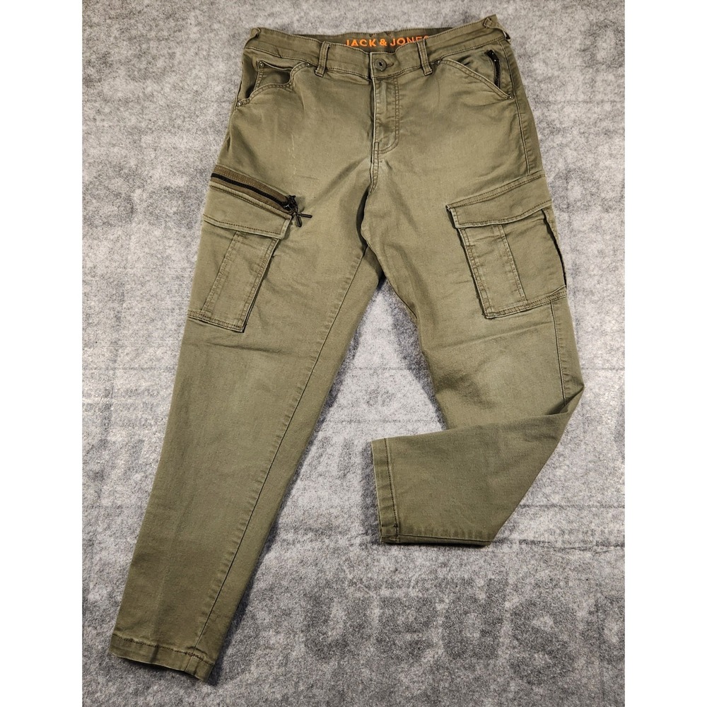 jack jones jeans Mens 32x27 Cargo tapered brown stretch outdoors